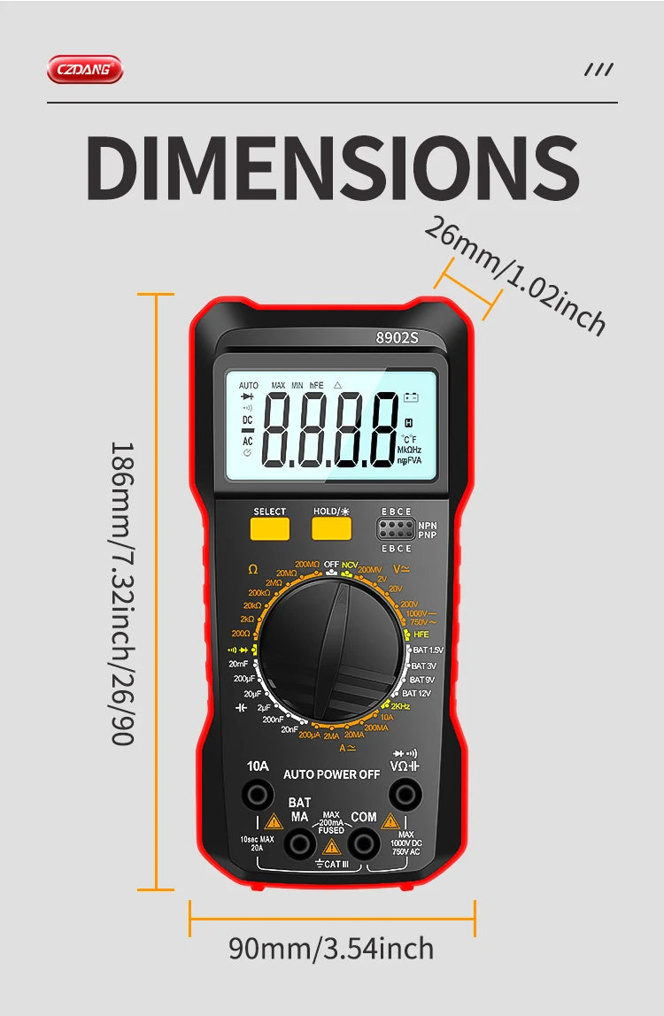 Multimetro Digitale 2000 Counts - Tester DC/AC con Display LCD